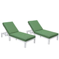 LeisureMod Chelsea Modern White Aluminum Chaise Lounge Outdoor Patio Chair with Cushion Set of 2, Orange