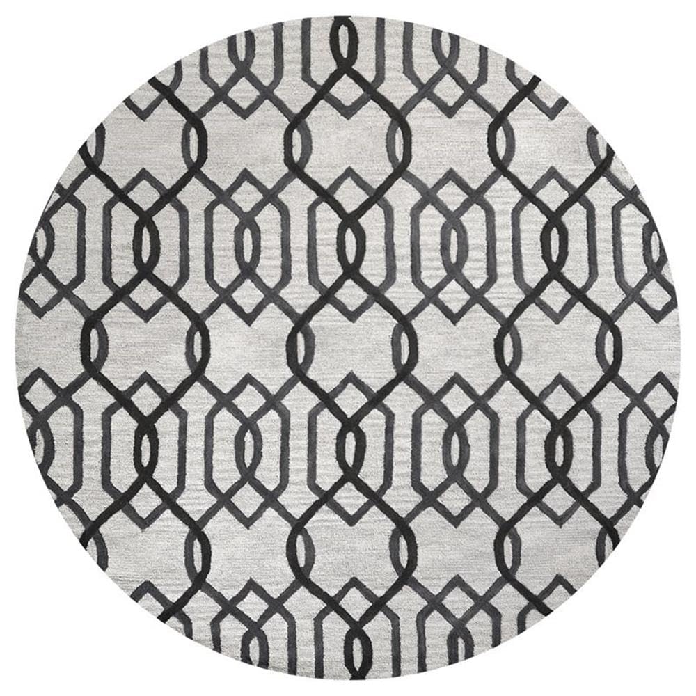 Rizzy Home Alora Decor Berlin 10' Round Trellis Grey/Gray/Rust/Blue Hand-Tufted Area Rug