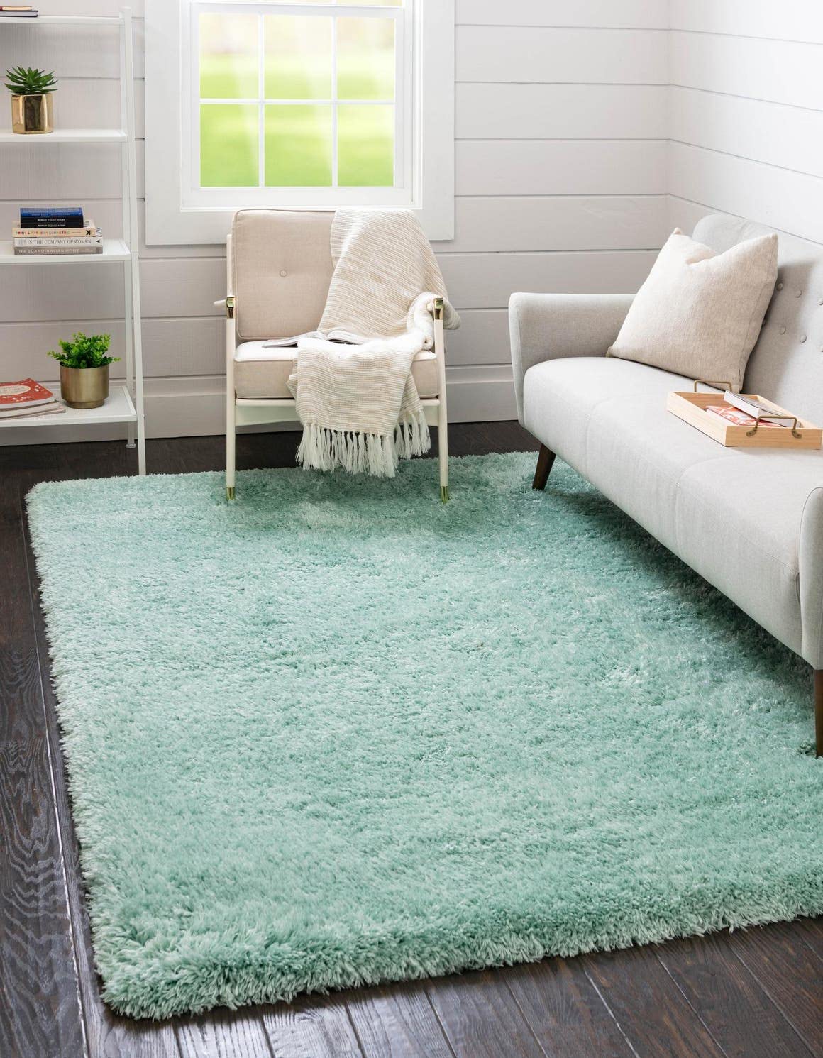 Rugs.com Infinity Collection Solid Shag Area Rug 10 x 13 Cyan Shag Rug Perfect for Living Rooms, Large Dining Rooms, Open Floo