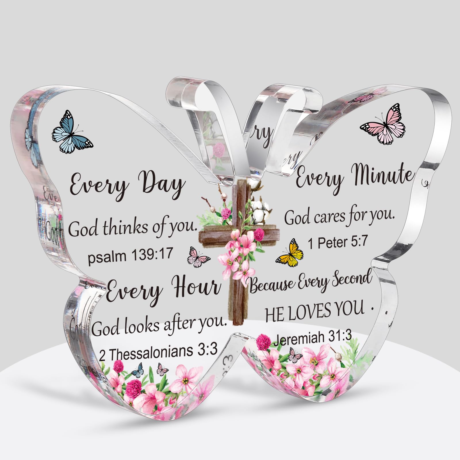 Barydat Acrylic Christian Gifts Bible Verses Religious Gifts For Women Men Inspirational Scripture Gifts Butterfly Prayer Room D