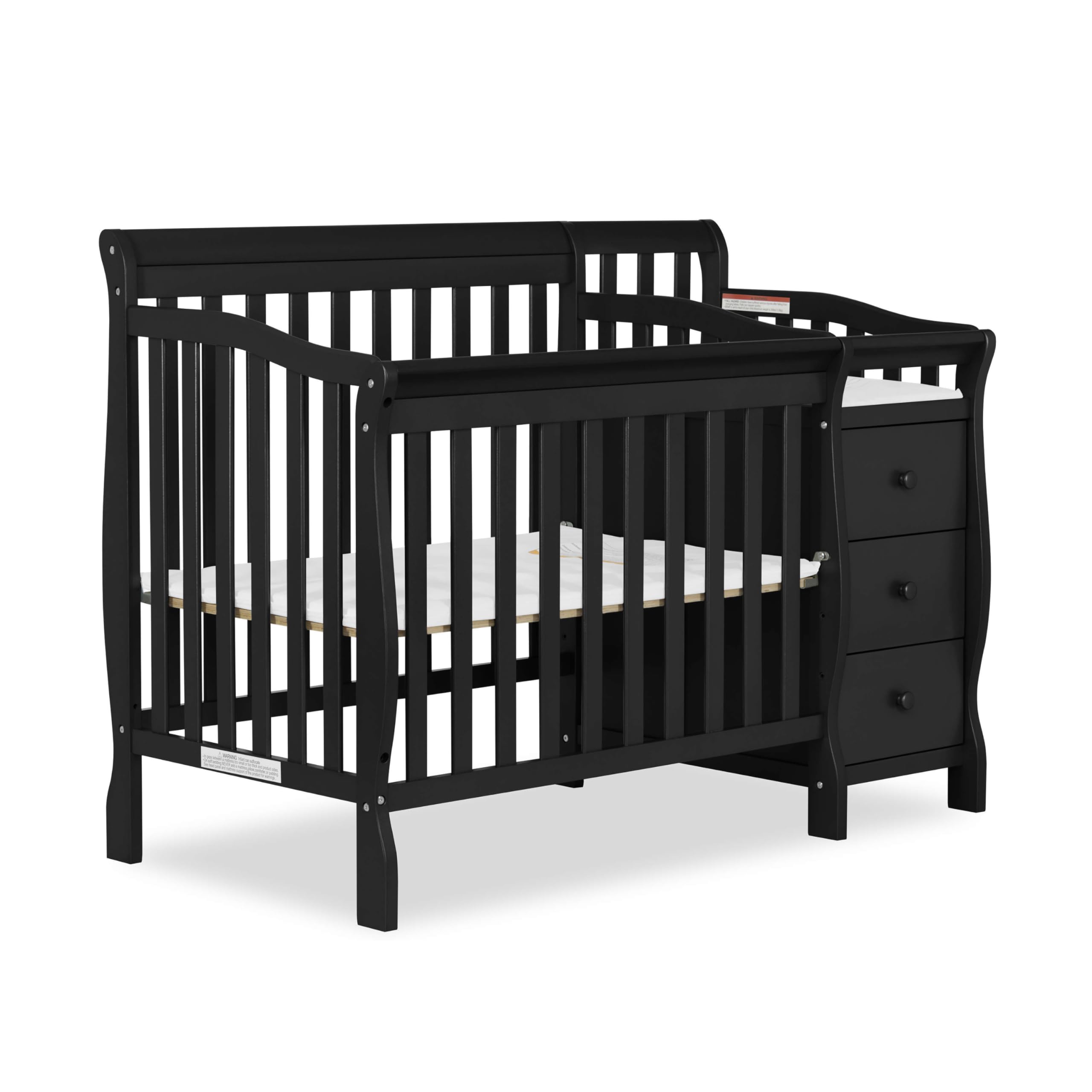 Dream On Me Jayden 4-in-1 Mini Convertible Crib And Changer in Black, Greenguard Gold Certified, Non-Toxic Finish, New Zealand P