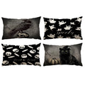 Yeeju Set Of 4 Halloween Pillow Covers 12X20 Inch Spooky Skull Ghost Decor Throw Pillow Covers Black Cat Crow Halloween Cushion