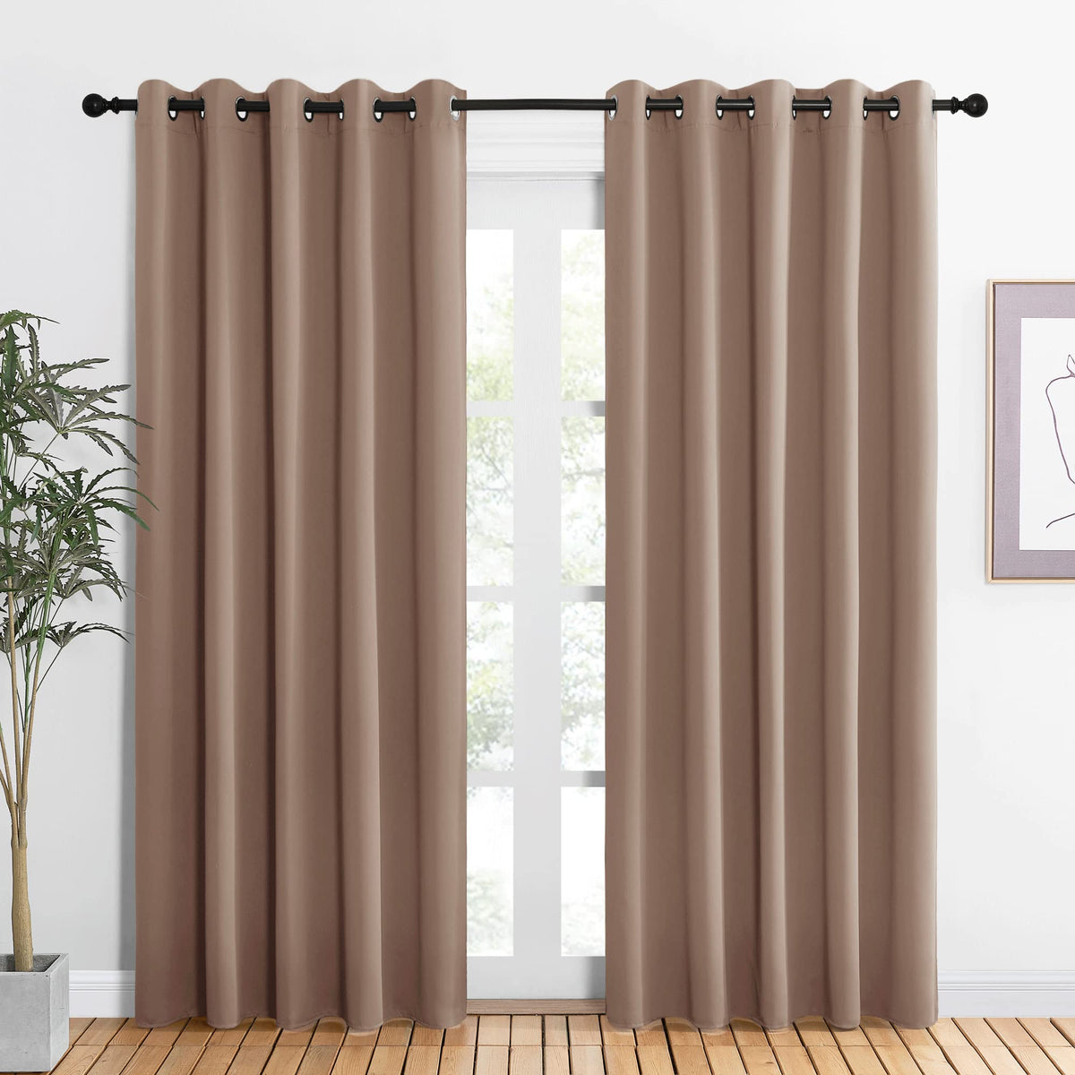 Nicetown Window Draperies Blackout Curtain Panels, Window Treatment Thermal Insulated Solid Grommet Blackout Drapes For Bedroom