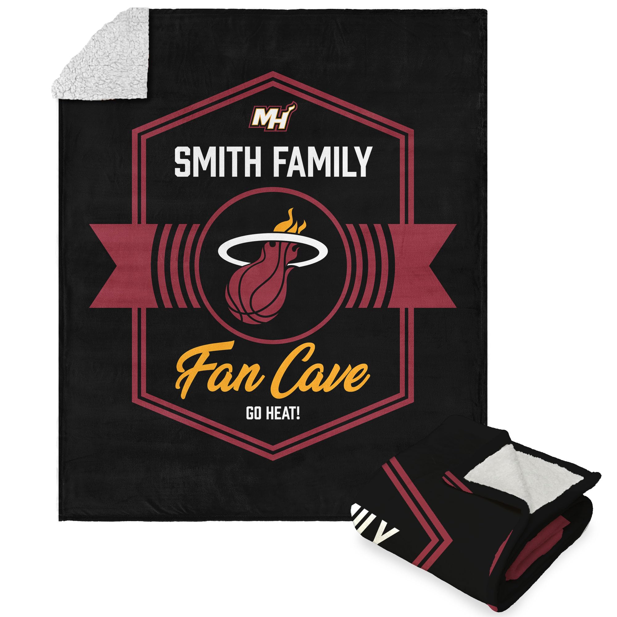 Nba Miami Heat Dominion Personalized Silk Touch Sherpa Throw Blanket 50X60 Inches