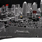 HomeRoots Grey 35' Black Detroit Nighttime Skyline Lumbar Decorative Pillow