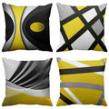 Emvency Set Of 4 Yellow Throw Pillow Covers Modern Abstract Black Grey Stripes Gray White Acrylic Bold Decorative Pillow Cases H