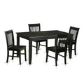 East West Furniture DUNO5-BLK-W 5 Piece Dining Room Table Set Includes a Rectangle Wooden Table and 4 Kitchen Dining Chairs, 36x60 Inch, Black