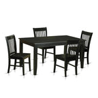East West Furniture DUNO5-BLK-W 5 Piece Dining Room Table Set Includes a Rectangle Wooden Table and 4 Kitchen Dining Chairs, 36x60 Inch, Black
