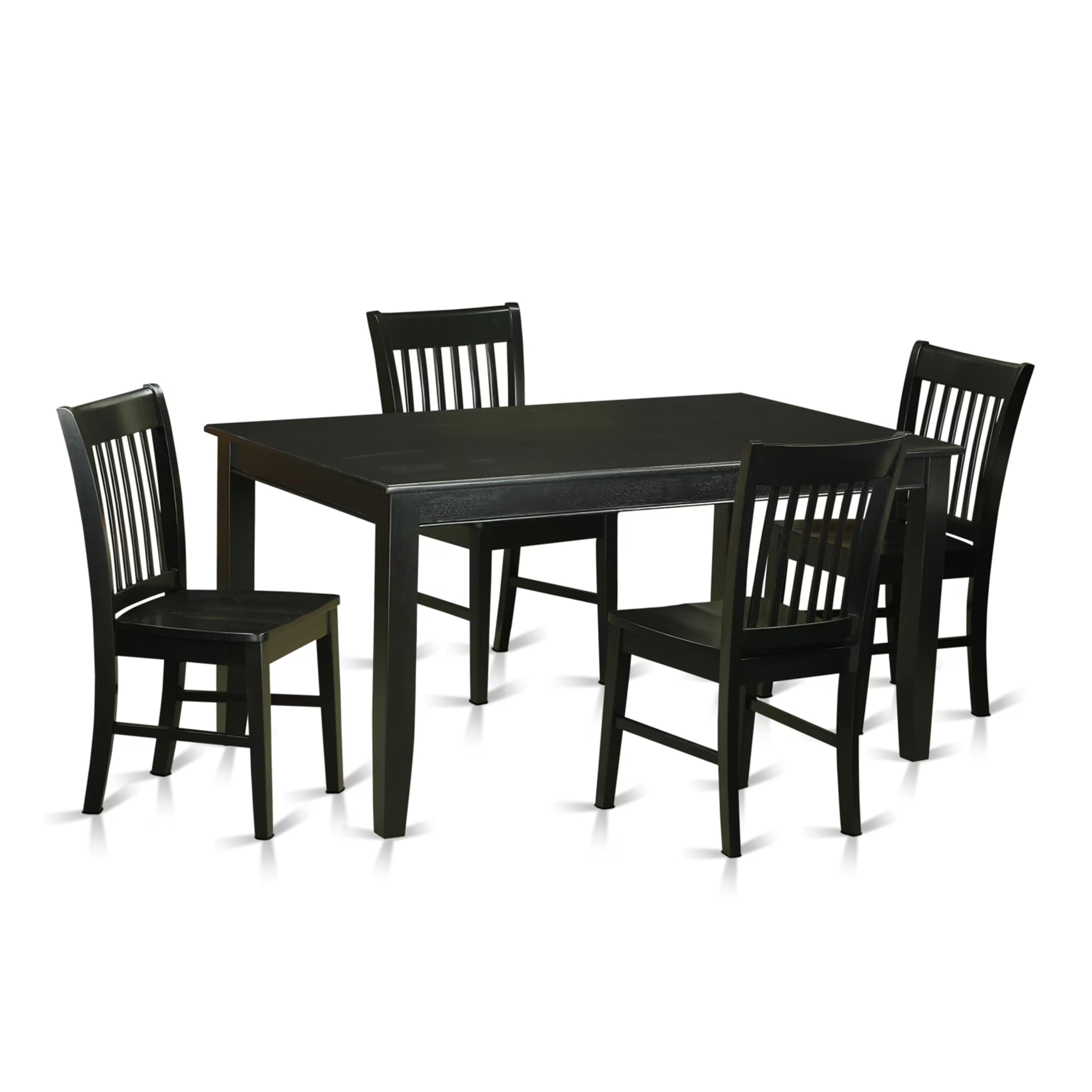 East West Furniture DUNO5-BLK-W 5 Piece Dining Room Table Set Includes a Rectangle Wooden Table and 4 Kitchen Dining Chairs, 36x60 Inch, Black