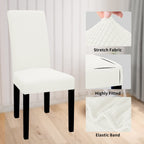 Easy-Going 100% Waterproof Dining Room Chair Cover Set Of 6, Stretch Jacquard Parson Chair Slipcover Removable Washable Chair Protector For Home, Restaurant, Banquet (Large, Cream)