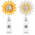 Zonon 2 Pieces Retractable Badge Reel Sunflower Badge Reel Sunflower Badge Holder Clip With Alligator Clip Nylon Cord Id Badge R