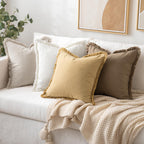 Miulee Pillow Covers Boho Farmhouse 24X24 Set Of 2 Decorative Neutral Couch Pillow Covers With Fringe Chic Cotton Throw Pillows Home Decor Accents For Cushion Sof Bed Living Room