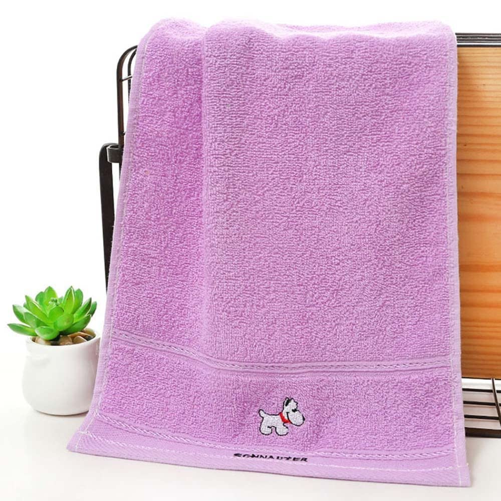 Absorbent Household Cotton Dishtowel Hotel Handkerchief Hand Towel Face Towel Washcloth(Purple)