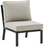 Crosley Furniture Clark Armless Outdoor Sectional Chair, Patio Chairs For Porch, Deck, Backyard, Balcony, Matte Black With Taupe Cushions