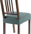 Searchi Stretch Dining Chair Seat Covers Set Of 6, Soft Removable Washable Seat Covers For Dining Chairs, Dining Room Seat Cover Slipcover Protector (Rear-Covered, Diamond Aegean Teal)