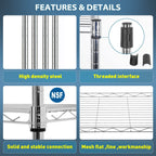 Adjustable Nsf-Certified Metal Shelf Wire Shelving Unit Storage For Small Places Restaurant Garage Pantry Kitchen Garage Rack (Chrome, 16.7L×11.8W×47.6H)