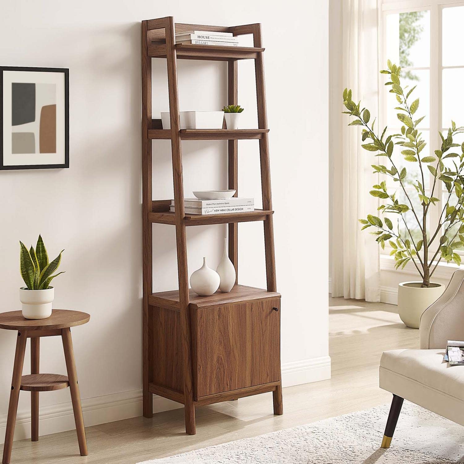 Modway 21&Quot; Bookshelf Display Case In Walnut