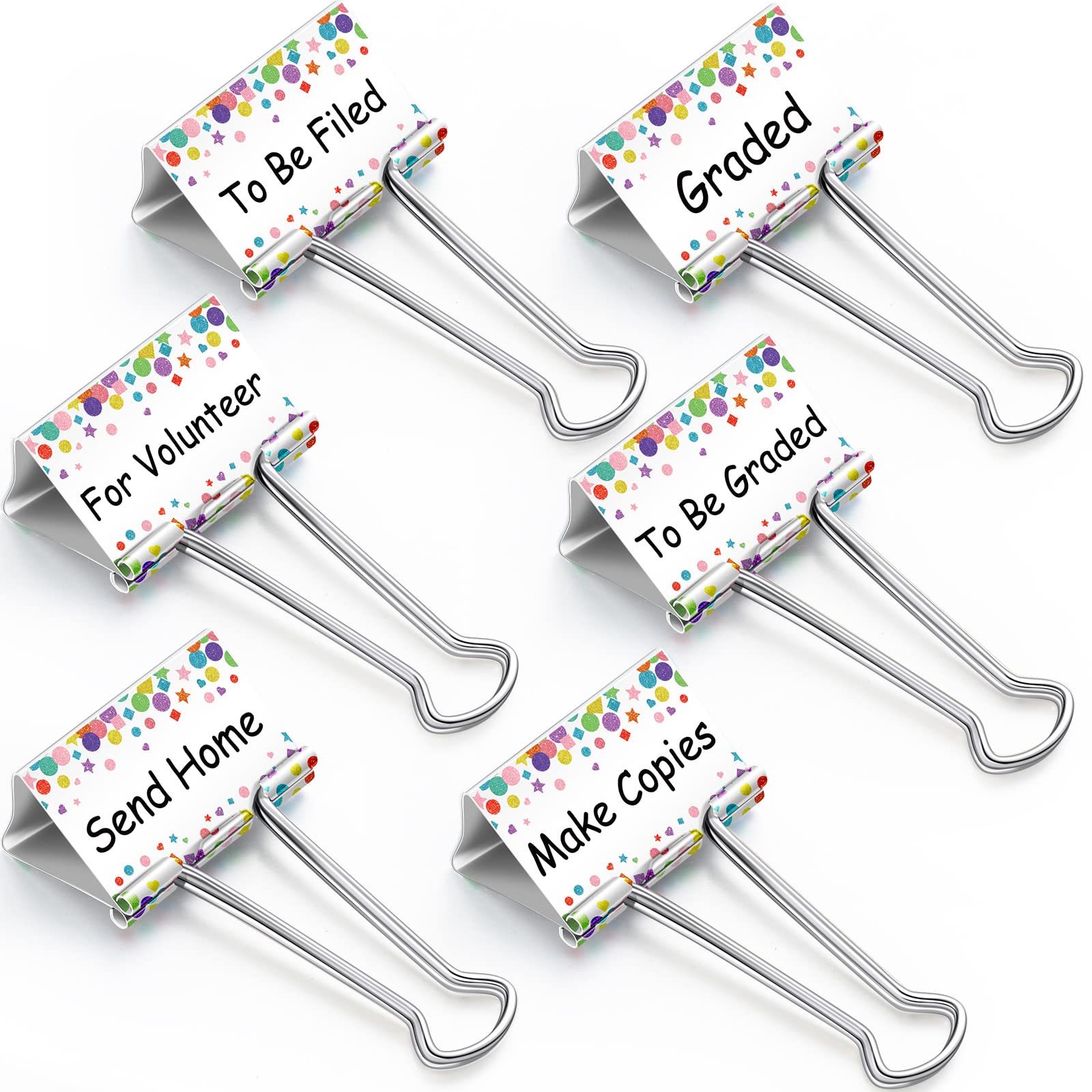 Tenare 6 Pieces Teacher Essentials Large Binder Clips 2 Inches Teacher Binder Paper Clips Office School Supplies Classroom Manag