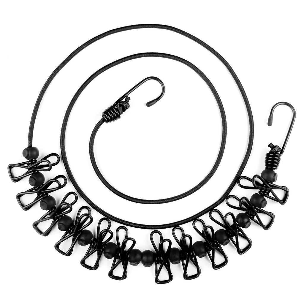 HAWATOUR Travel Clothesline, Portable Retractable Clothesline with 12pcs Clothespins for Indoor Laundry Drying, Outdoor Camping 