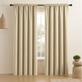 CUCRAF Light Beige Blackout Curtains 90 inch Length 2 Panels Set, Rod Pocket Room Darkening Drapes for Bedroom Living Room, Insu