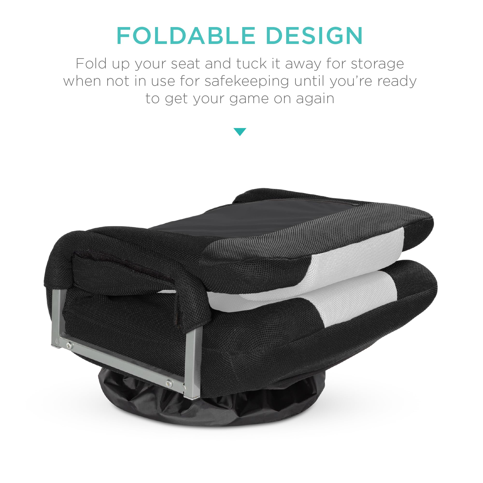 Best Choice Products Swivel Gaming Chair 360 Degree Multipurpose Floor Chair Rocker For Tv, Reading, Playing Video Games W/Lumbar Support, Armrest Handles, Adjustable Backrest - Black/White