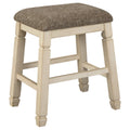Signature Design by Ashley Bolanburg Farmhouse 24 Counter Height Upholstered Barstool, 2 Count, Whitewash