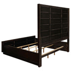 Coaster Home Furnishings Durango Contemporary 4-Piece Bedroom Set Velvet Upholstered California King Size Panel Bed Frame 80-inch Headboard Smoked Peppercorn 223261KW-S4