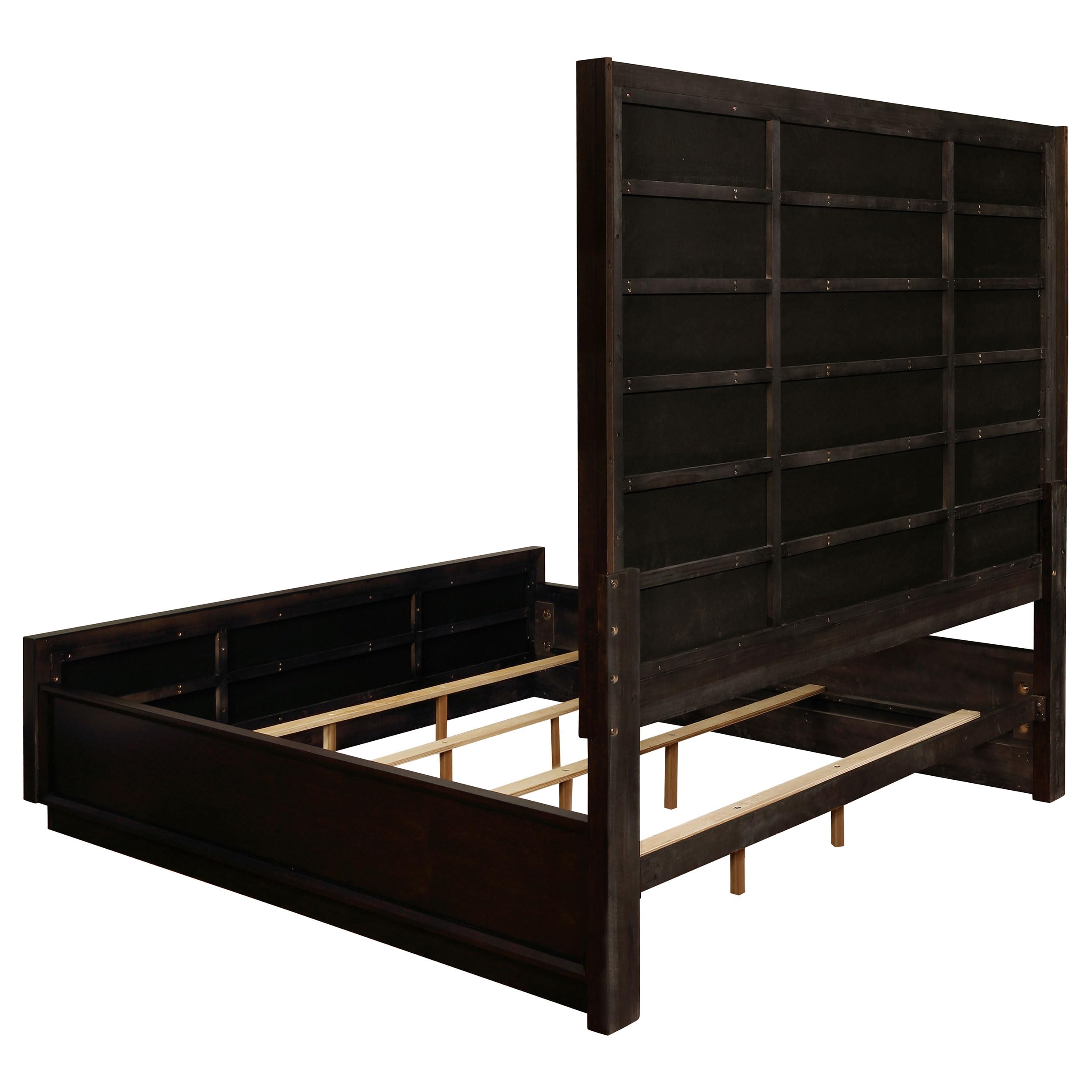 Coaster Home Furnishings Durango Contemporary 4-Piece Bedroom Set Velvet Upholstered California King Size Panel Bed Frame 80-inch Headboard Smoked Peppercorn 223261KW-S4