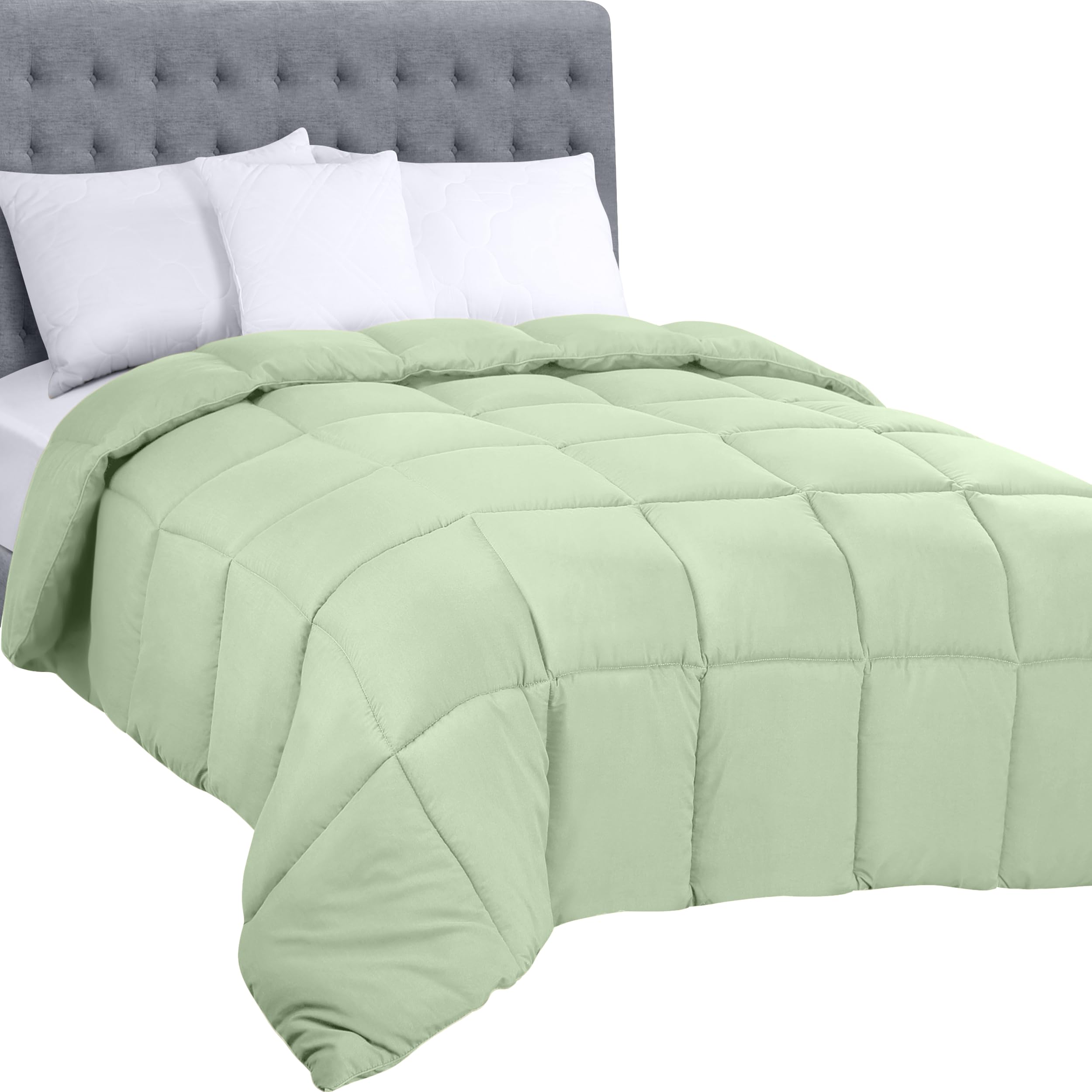 Utopia Bedding All Season 250 Gsm Comforter - Plush Siliconized Fiberfill Comforters - Box Stitched (Sage Green, Queen/Full)