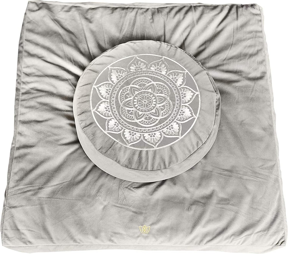 Florensi Meditation Cushion & Mat Value Bundle- Premium Meditation Cushion Set For Women And Men - Velvet Washable Cover - Buckw
