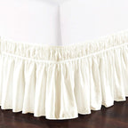 Elegant Comfort Three Fabric Sides Wrap Around Elastic Style Solid Bed Skirt, Easy On/Easy Off Dust Ruffled Bed Skirts 16 Inch T