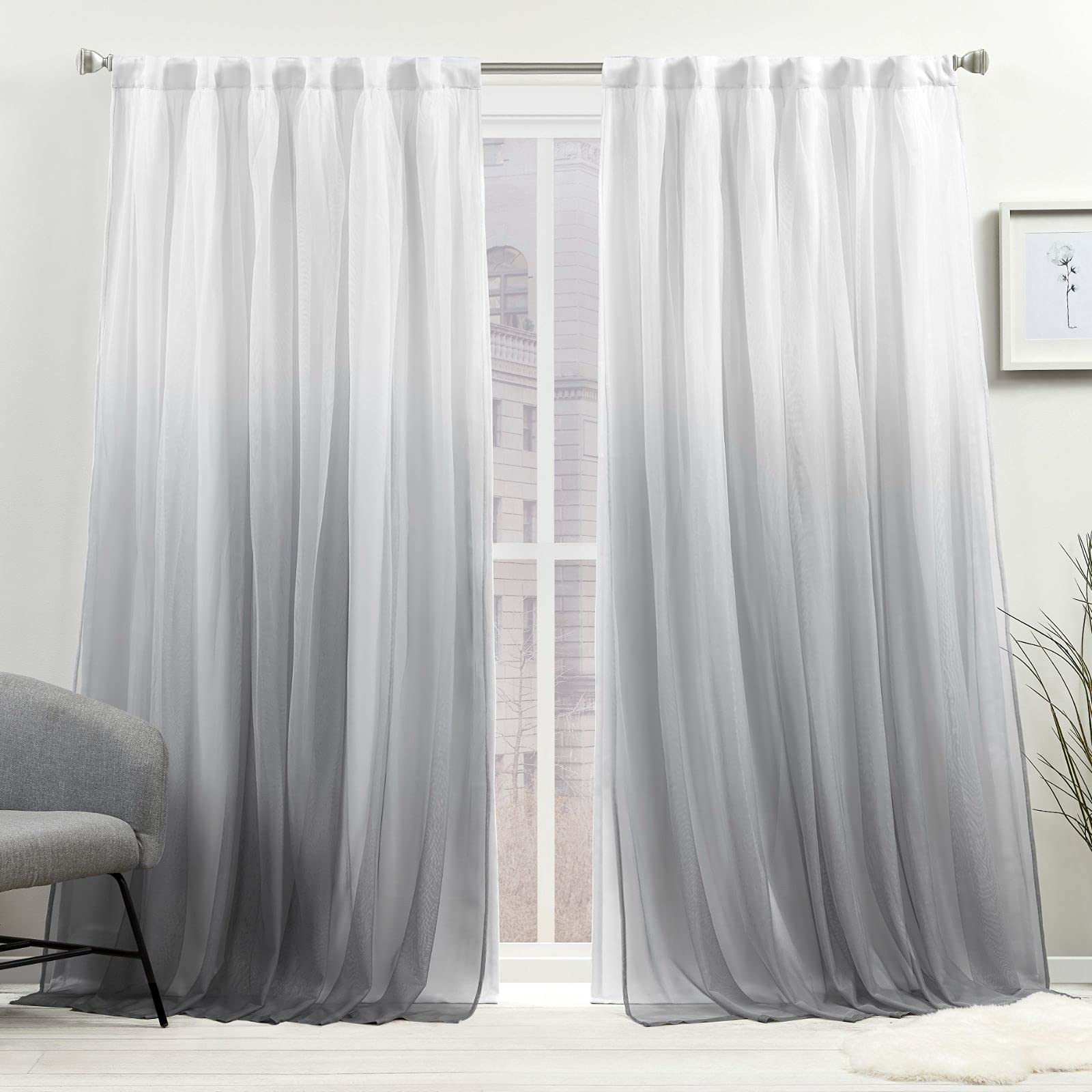 Exclusive Home Crescendo Lined Room Darkening Blackout Hidden Tab Top Curtain Panel Pair, 52''x96'', Grey, Set of 2