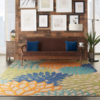 Nourison Aloha Indoor/Outdoor Floral Silver Grey 2'3' X 12' Area Rug, (12' Runner)