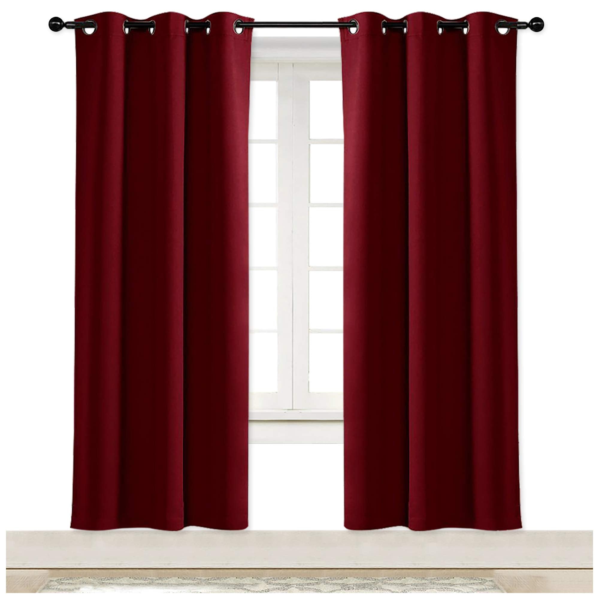 NICETOWN Christmas Red Blackout Window Christmas Curtain for Kitchen, Noise Reducing Solid Grommet Window Treatment Drapery/Drap
