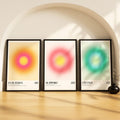 SoulAbiti Intuition 111 & Support 333 & Change 555 set of 3 Framed Wall Print 12x18 inch Black Frame PlexiGlass Aura Art ready