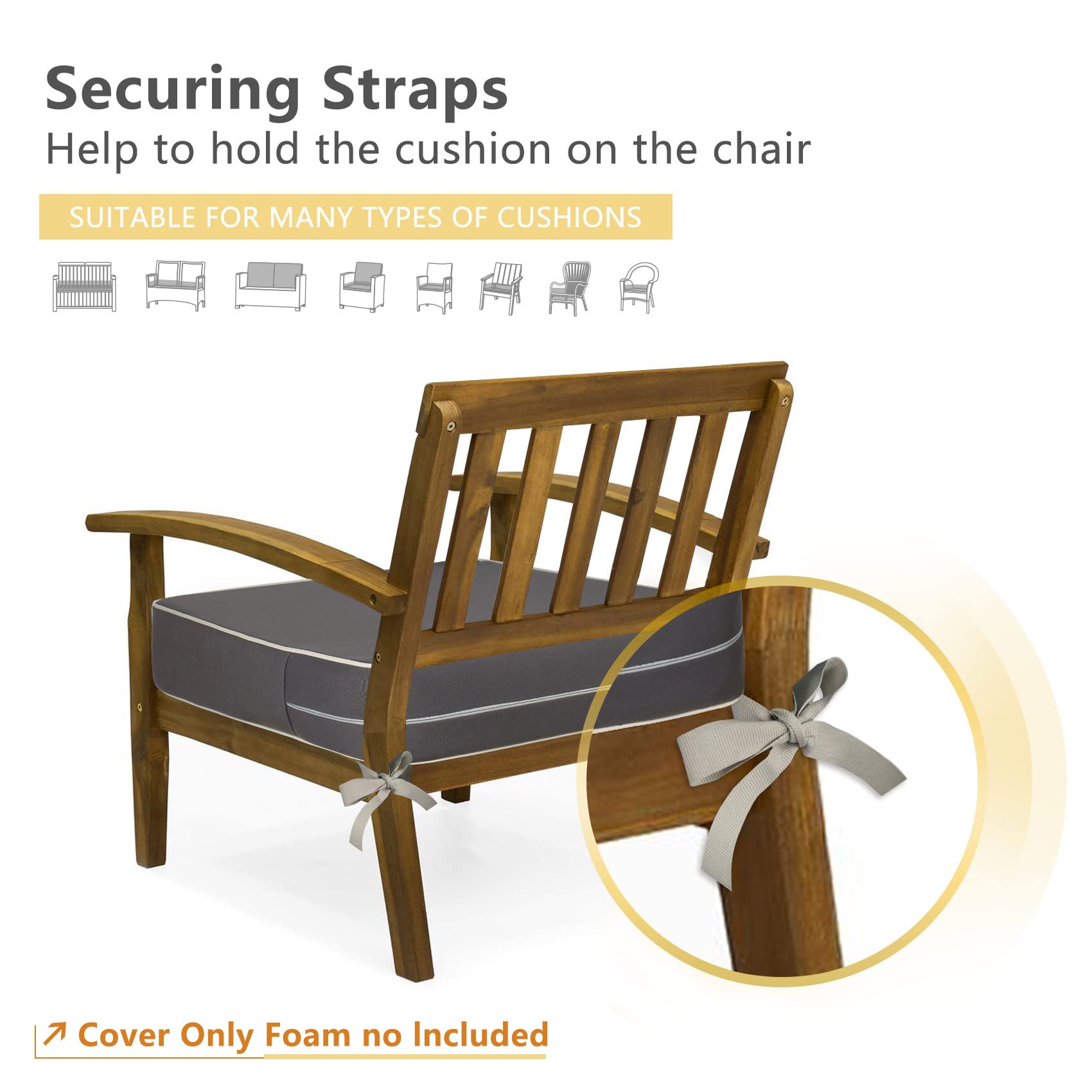 Porch Shield Outdoor Cushion Slipcovers Patio Chair Seat Cushion Covers Set 4 Waterproof Fade Resistant 19 X 19 X 4 Inch, Dark G