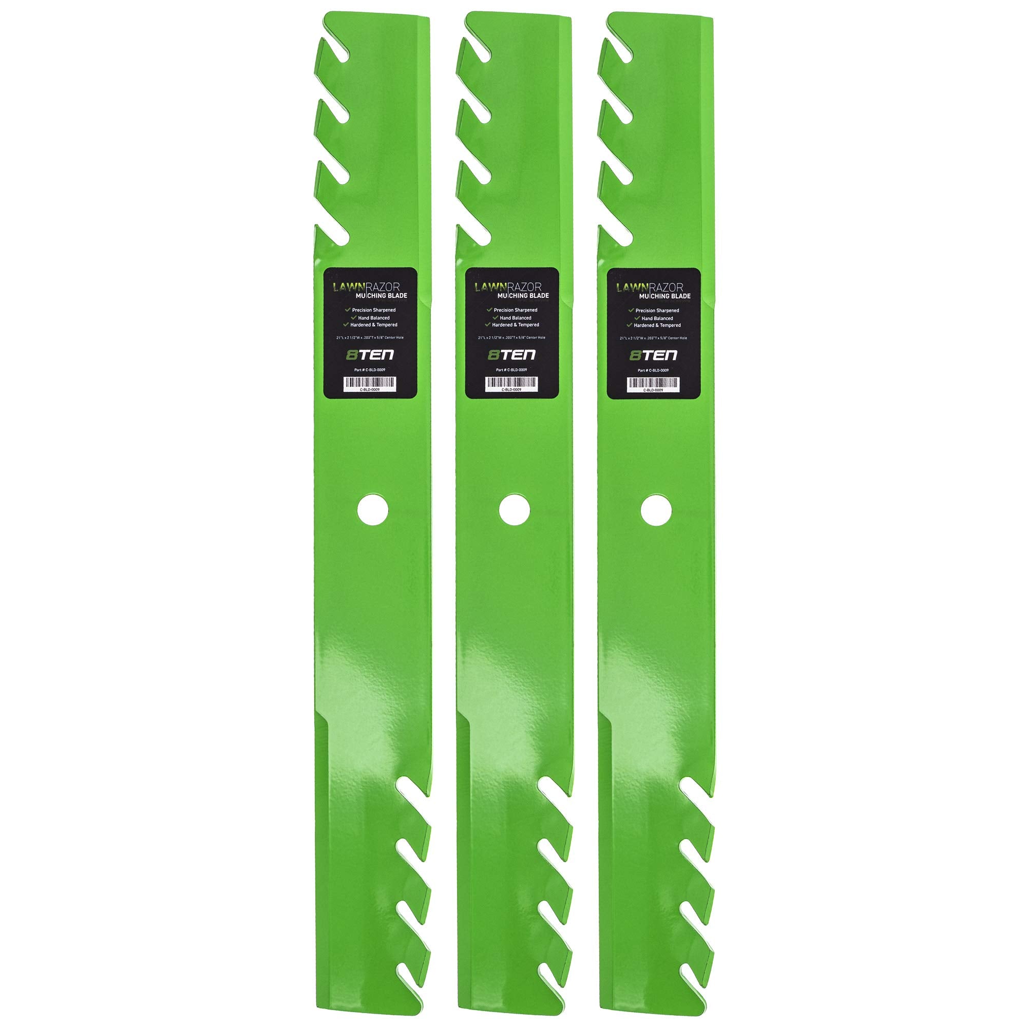 8Ten Lawnrazor Mower Blade For Scag Ferris 48111 482879 1520842 Husqvarna 539101733 61 Inch Deck (Toothed Mulching) 3 Pack