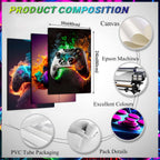 Bgfce Gaming Room Decor Wall Art, Video Gaming Theme Decor Gaming Room Wall Art, Gaming Canvas Posters For Teen Boys Room Unfram