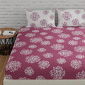 Huesland By Ahmedabad Cotton 144 Tc Bedsheet Double Bed Cotton With 2 Pillow Covers  Mauve & White