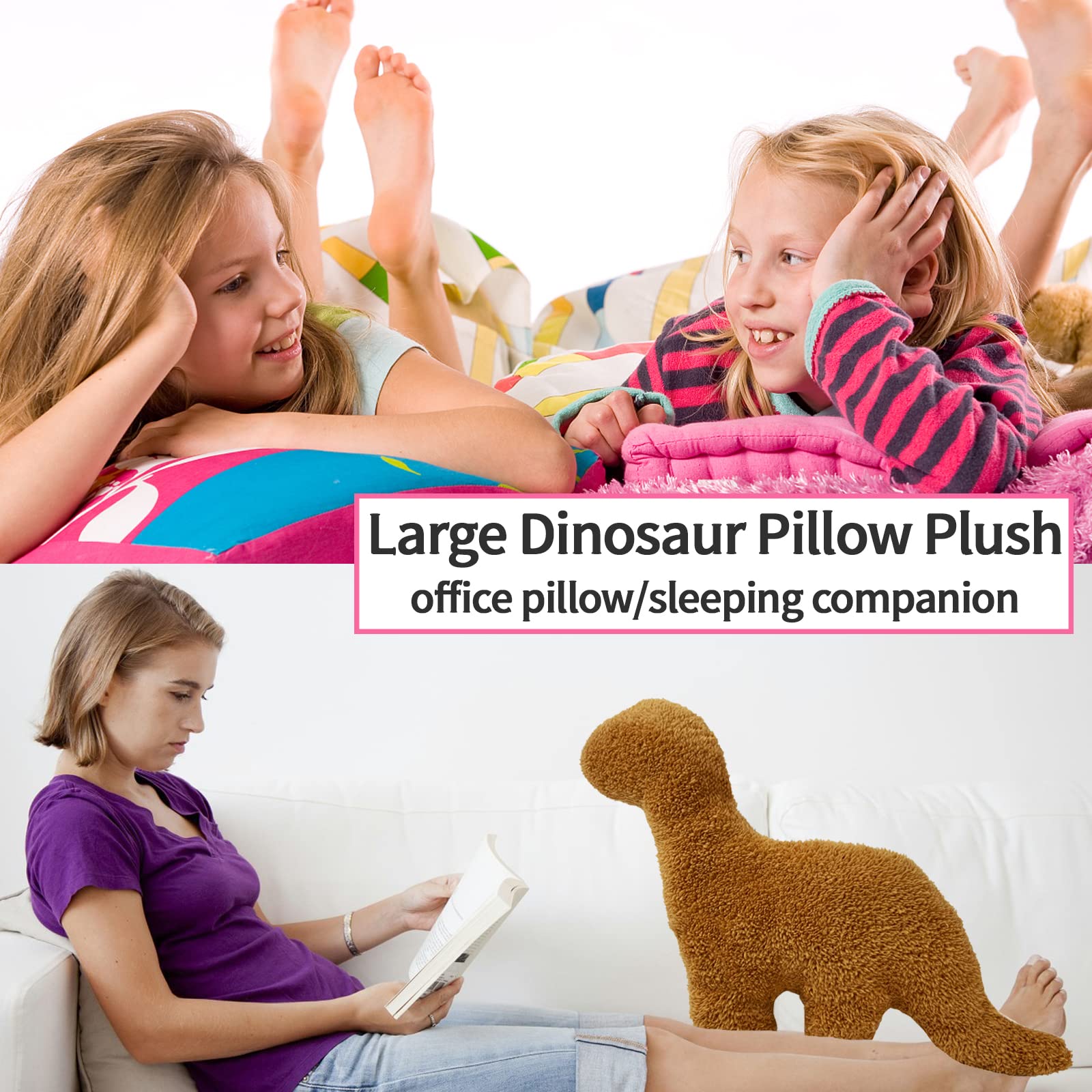 Isaacalyx Large Dino Nugget Pillow, 24 Inch Brontosaurus-Soft Dinosaur Nuggets Pillow For Birthday Gifts, Theme Party Decoration