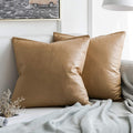 Miulee Set Of 2 Faux Leather Cushion Cover Decorative Soft Cushion Case Square Pillowcases For Couch Sofa Bed Living Room 16X16