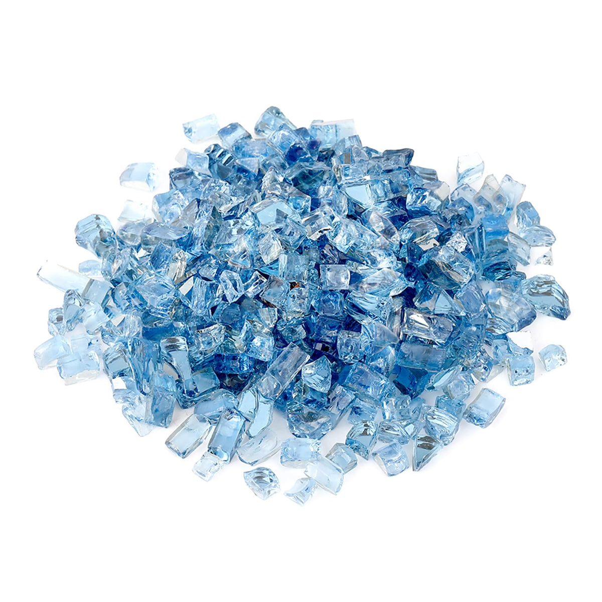 Skyflame High Luster 10-Pound Regular Fire Glass For Fire Pit Fireplace Garden Landscaping Pacific Blue 1/4' Size
