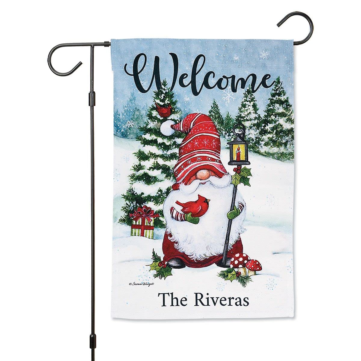 Holiday Gnome Christmas Personalized Garden Flag - 11' X 17'