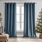 Lazzzy Blackout Velvet Curtains Blue Thermal Insulated Curtains 90 Inch Long Drapes For Bedroom Living Room Darkening Window Treatments Grommet Living Room Curtains Set Of 2 Panels Dark Slate