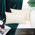 Brawarm Faux Leather Pillow Covers 12 X 20 Inches, Ivory White Leather Pillow Covers Pack Of 2, Crocodile Leather Decorative Lum