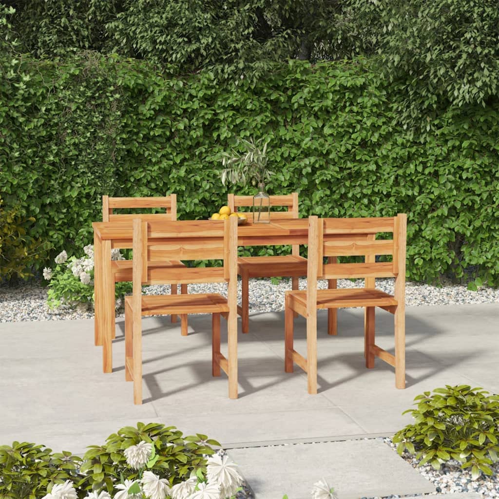 vidaXL 7 Piece Patio Dining Set: Solid Teak Wood Garden Furniture, Includes 1 Table, 6 Chairs with Backrests - Water-Resistant and Suitable for Both Indoor and Outdoor Use