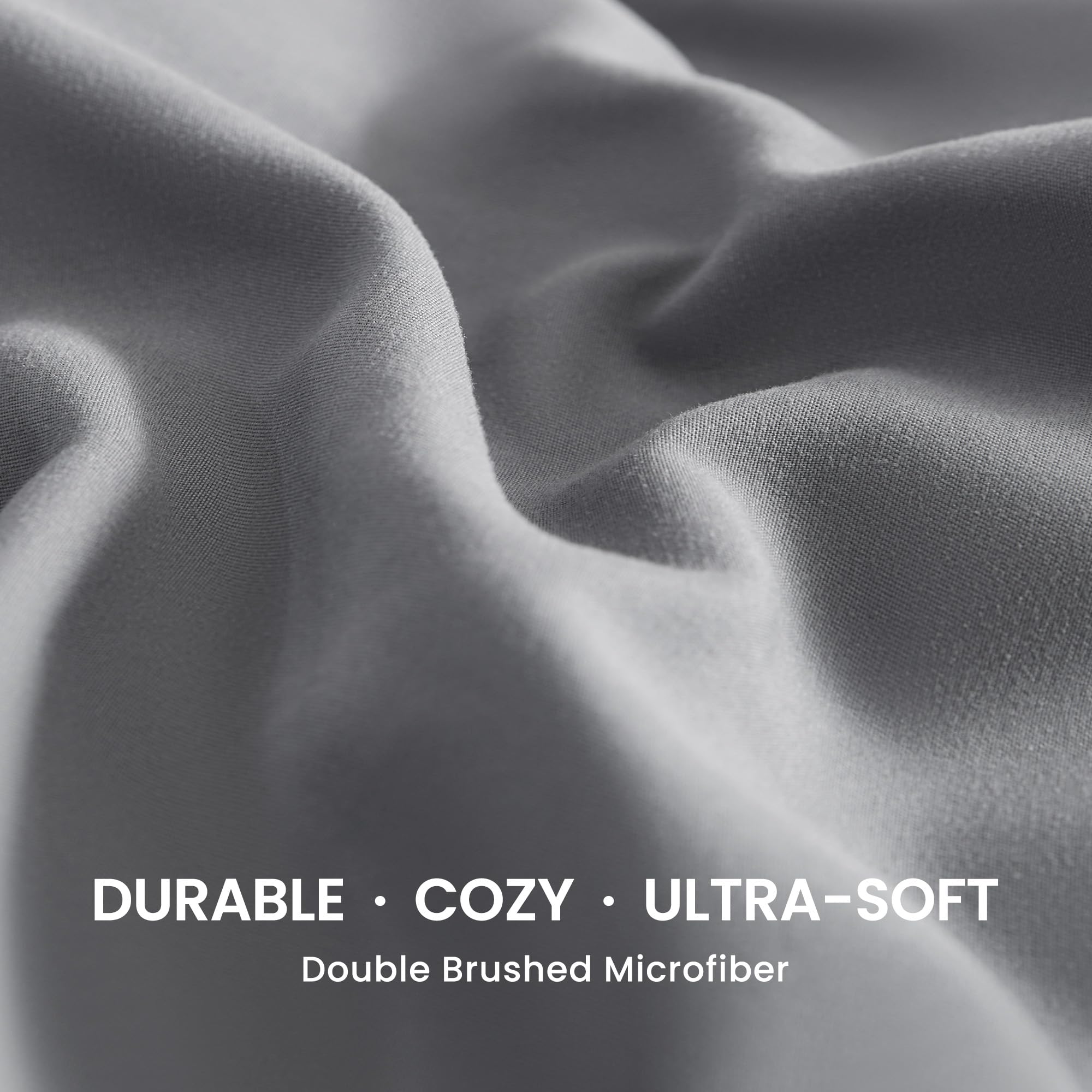 Sleep Zone Nanotex Super Soft Cooling Twin Bed Sheets Set For Kids 3 Piece - Easy Care Fitted Flat Sheet & Pillowcase Sets - Wrinkle Free, Fade Resistant, Deep Pocket 16' (Gray, Twin)