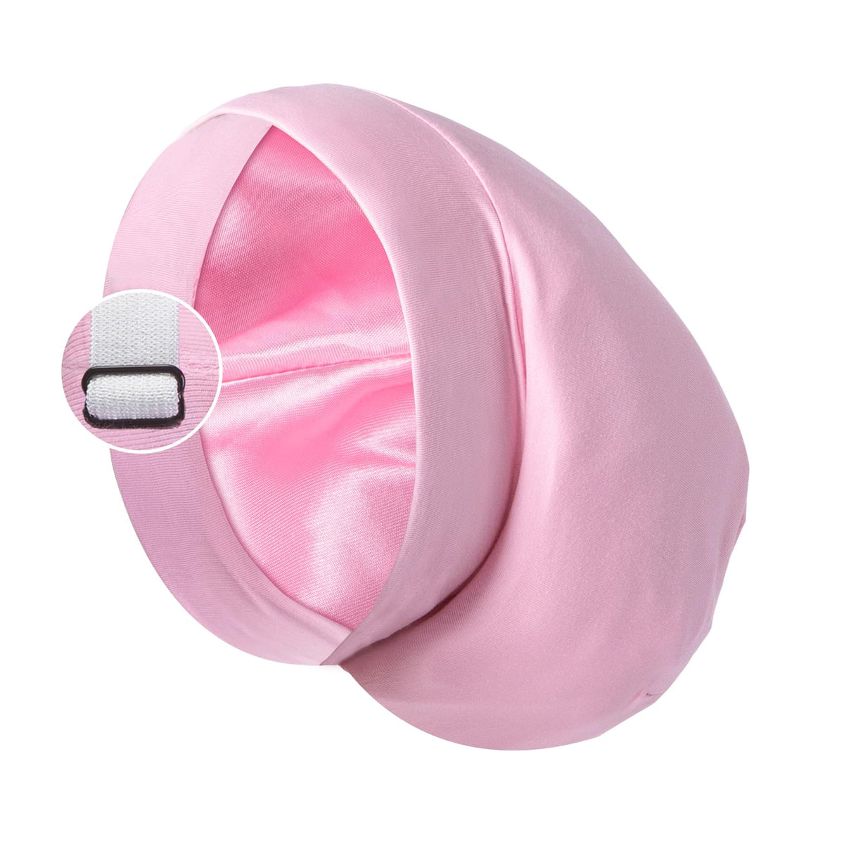 Satin Bonnet Silk Lined Sleep Cap- Adjustable Hair Cover for Women Men Frizzy Hair Night Cap Patients Care Pink