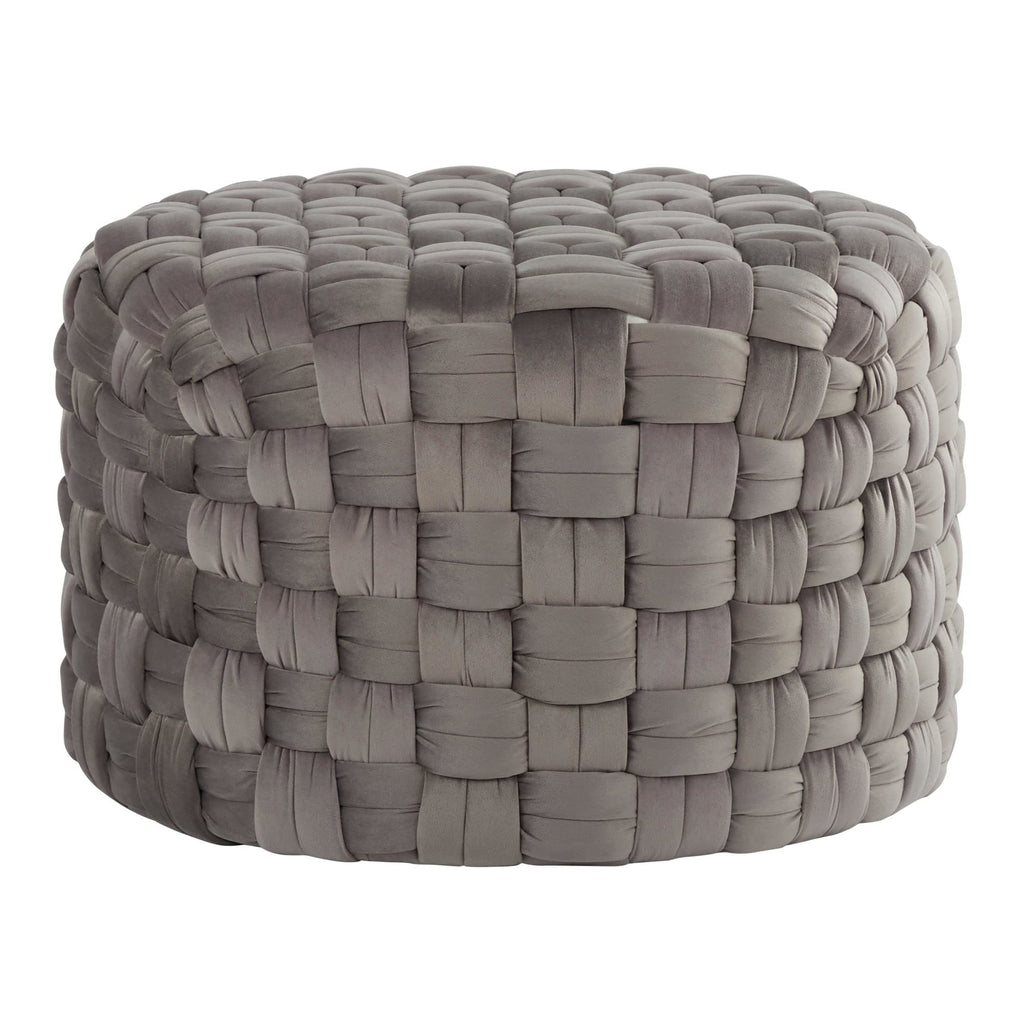 Braided Round 24 Ottoman In Dark Grey Velvet By Lumisource