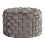 Braided Round 24 Ottoman In Dark Grey Velvet By Lumisource